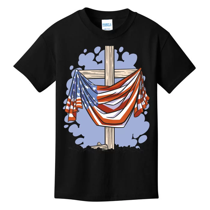 American Flag Cross Kids T-Shirt