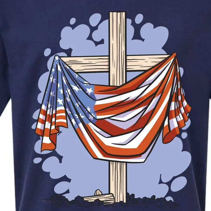 American Flag Cross Sueded Cloud Jersey T-Shirt