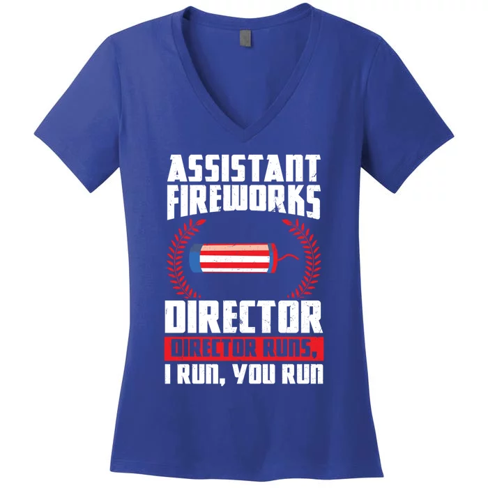 Assistant Fireworks Director Runs Firework Usa Funny Gift Women's V-Neck T-Shirt