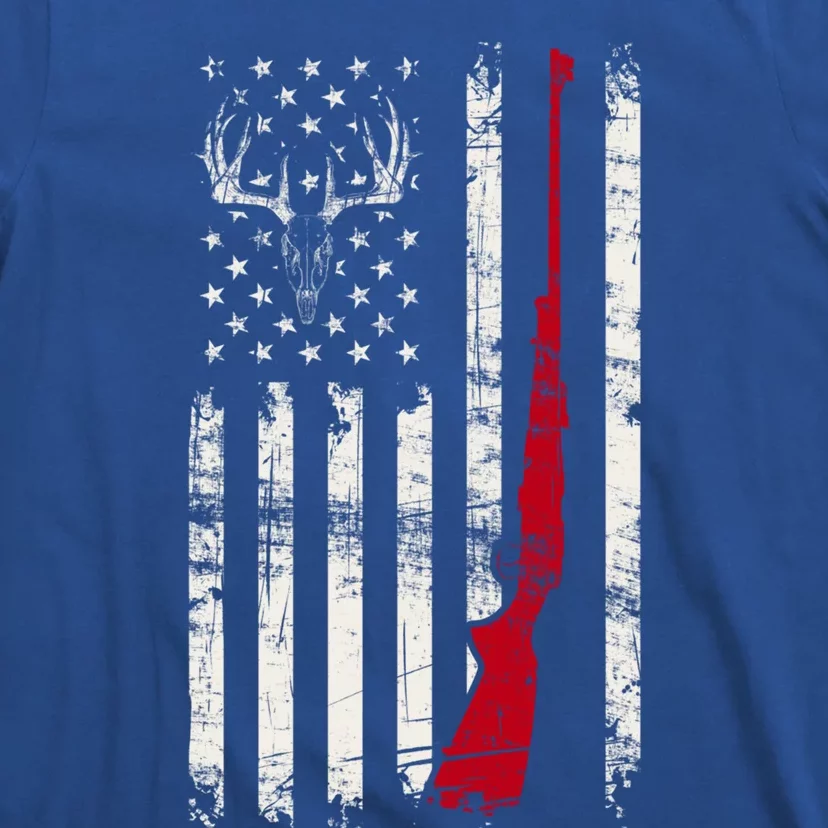 American Flag Deer Hunter Skull Rifle 4th Of July Hunting Meaningful Gift T-Shirt