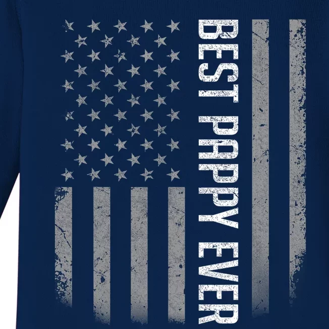 American Flag Dad Gift For Fathers Day Best Pappy Ever Baby Long Sleeve Bodysuit