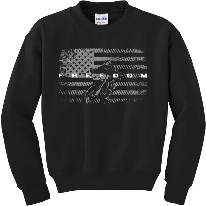 American Flag Dirt Bike Motocross Kids Sweatshirt