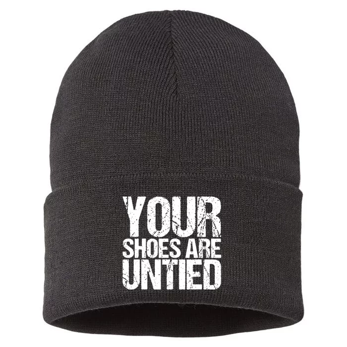 April Fools Day Your Shoes Are Untied Funny Sustainable Knit Beanie