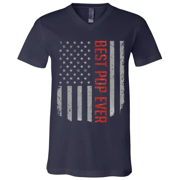 American Flag Dad Gifts For Fathers Day Best Pop Ever V-Neck T-Shirt