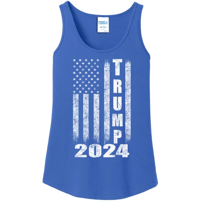 American Flag Design Trump 2024 Ladies Essential Tank