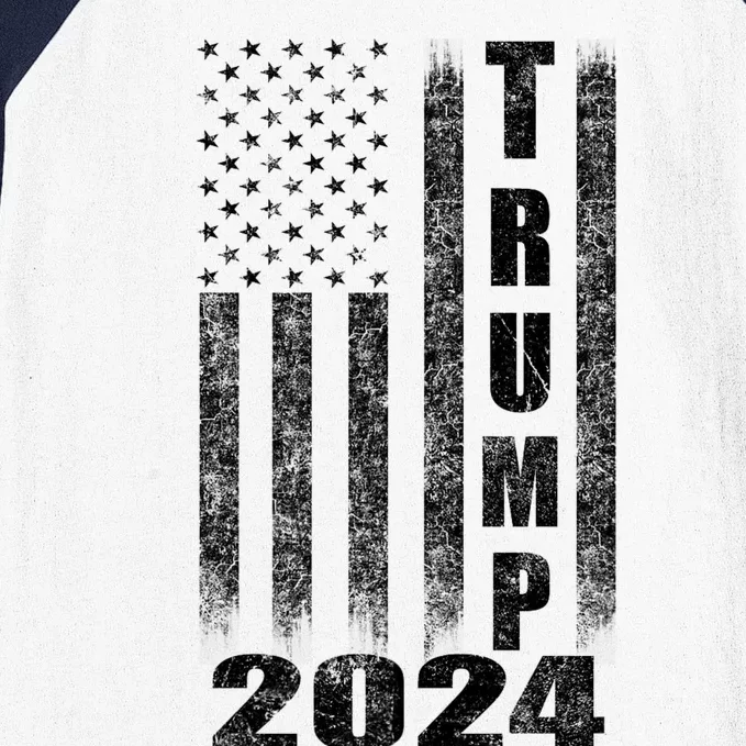 American Flag Design Trump 2024 Baseball Sleeve Shirt