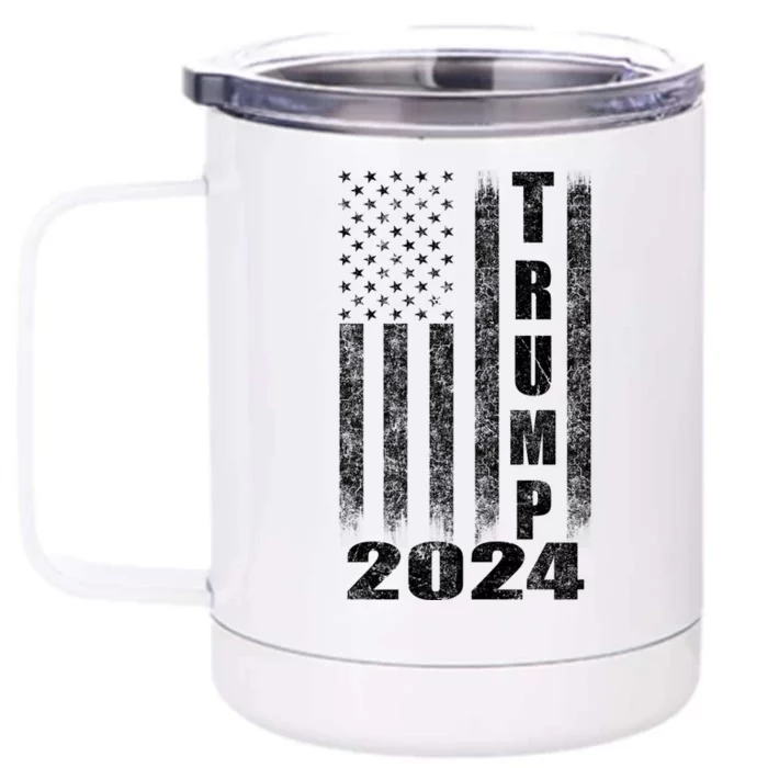 American Flag Design Trump 2024 Front & Back 12oz Stainless Steel Tumbler Cup