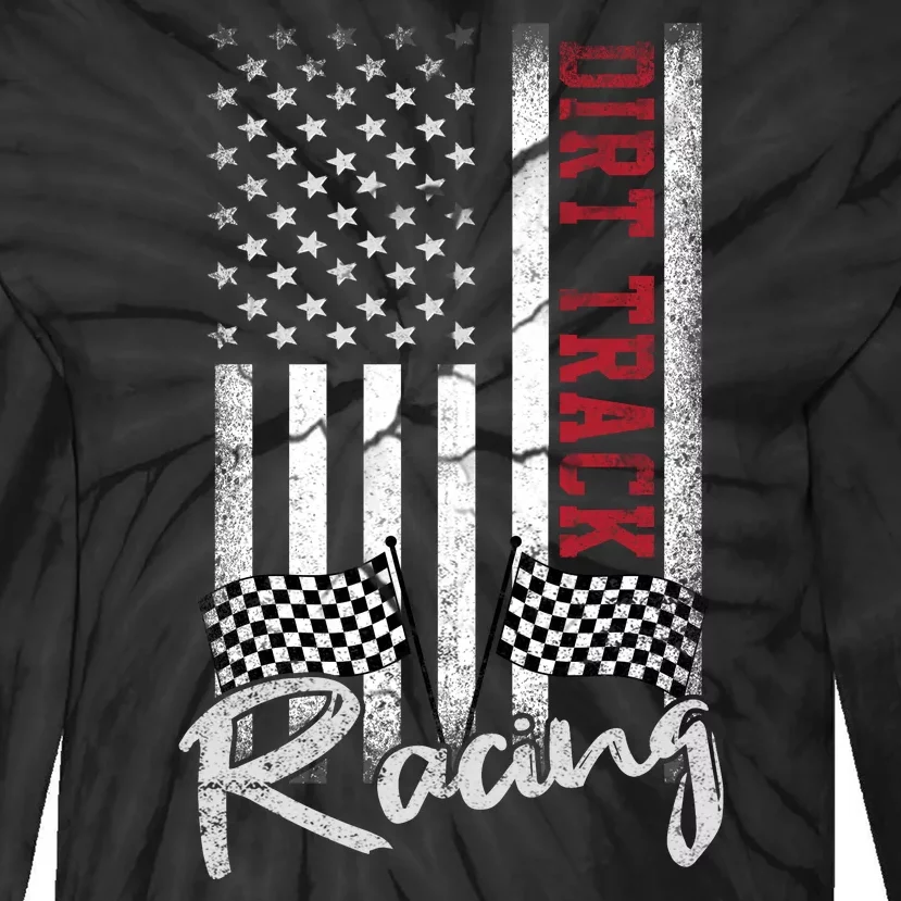 American Flag Dirt Track Racing Car Bike Driver Racer Gift Tie-Dye Long Sleeve Shirt