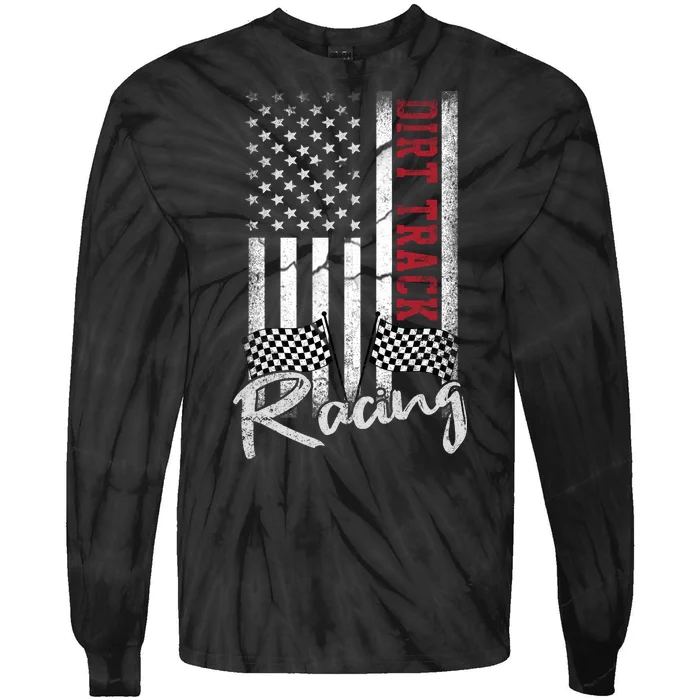 American Flag Dirt Track Racing Car Bike Driver Racer Gift Tie-Dye Long Sleeve Shirt