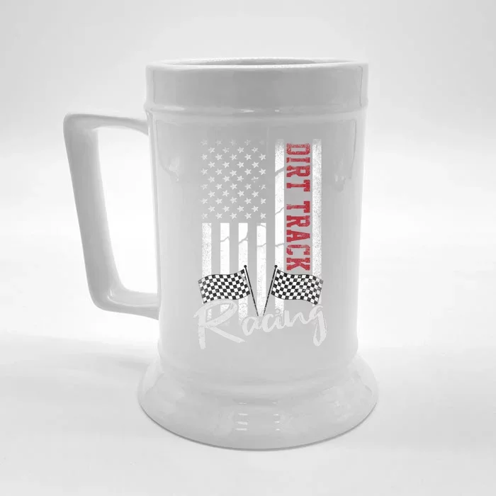 American Flag Dirt Track Racing Car Bike Driver Racer Gift Front & Back Beer Stein