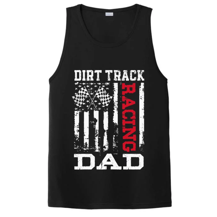 American Flag Dirt Track Racing Dad Race Flag Design Performance Tank