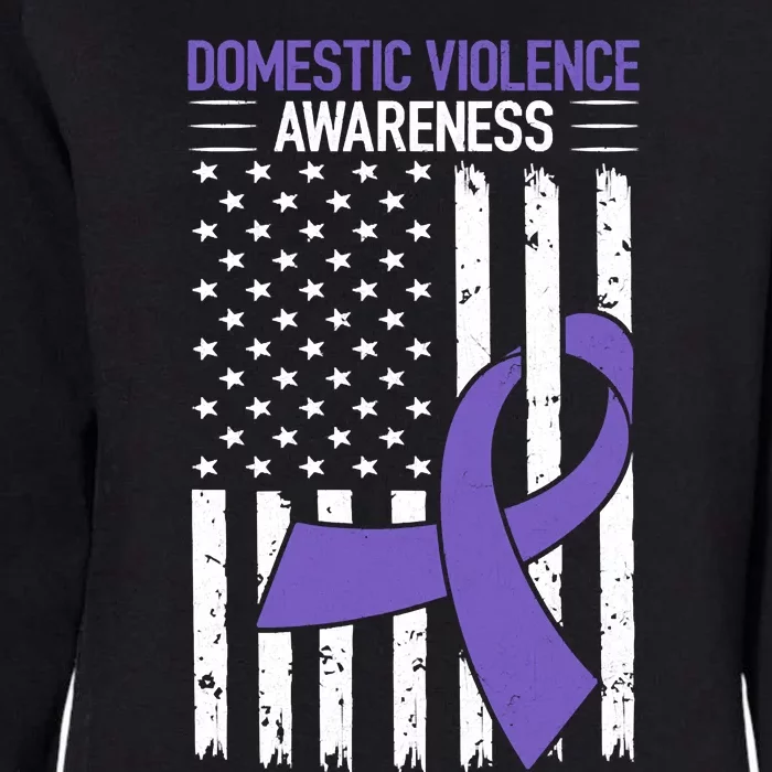 American Flag Domestic Violence Awareness Cool Purple Ribbon Womens California Wash Sweatshirt