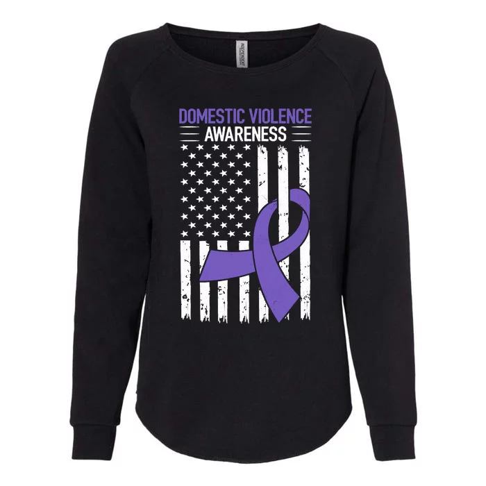 American Flag Domestic Violence Awareness Cool Purple Ribbon Womens California Wash Sweatshirt