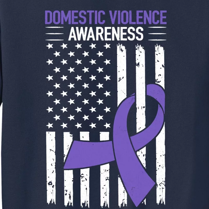 American Flag Domestic Violence Awareness Cool Purple Ribbon Sweatshirt