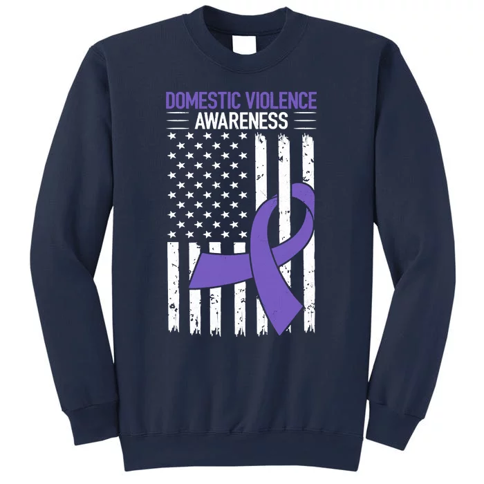 American Flag Domestic Violence Awareness Cool Purple Ribbon Sweatshirt