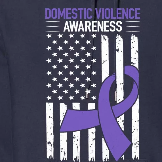 American Flag Domestic Violence Awareness Cool Purple Ribbon Premium Hoodie