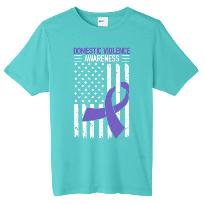 American Flag Domestic Violence Awareness Cool Purple Ribbon ChromaSoft Performance T-Shirt