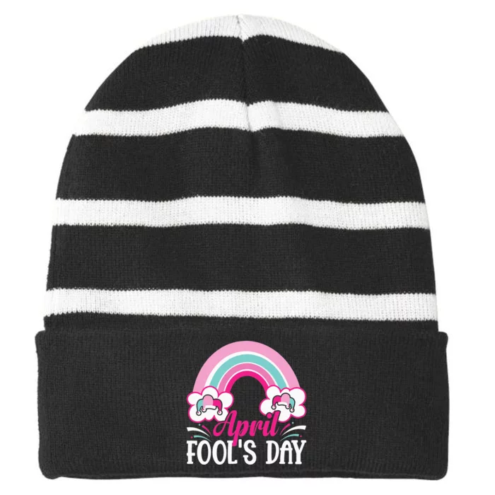 April Fool's Day funny April Fool Striped Beanie with Solid Band