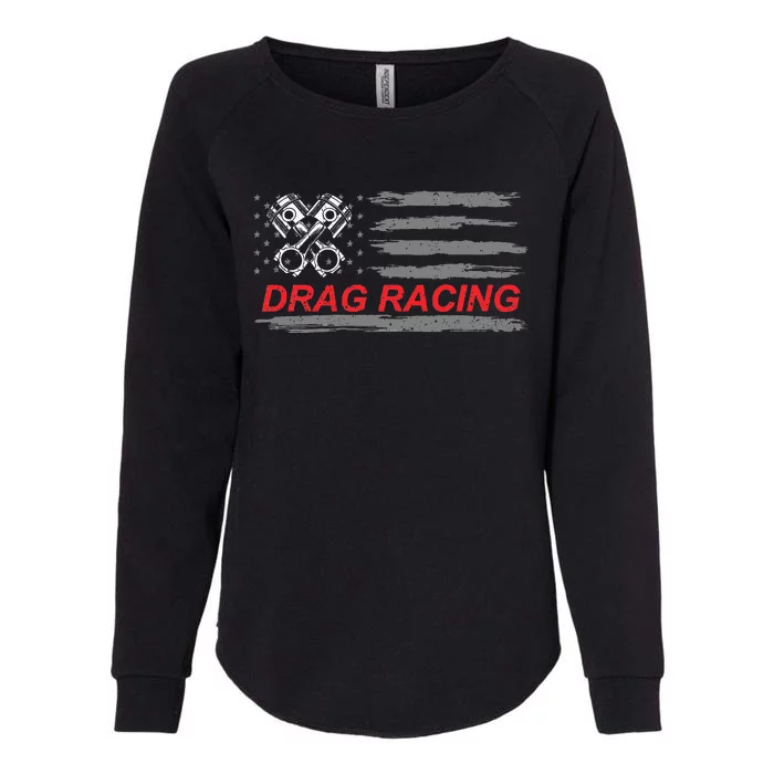 American Flag Drag Racing Car Lover Womens California Wash Sweatshirt