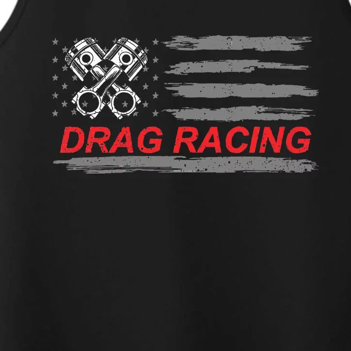 American Flag Drag Racing Car Lover Performance Tank