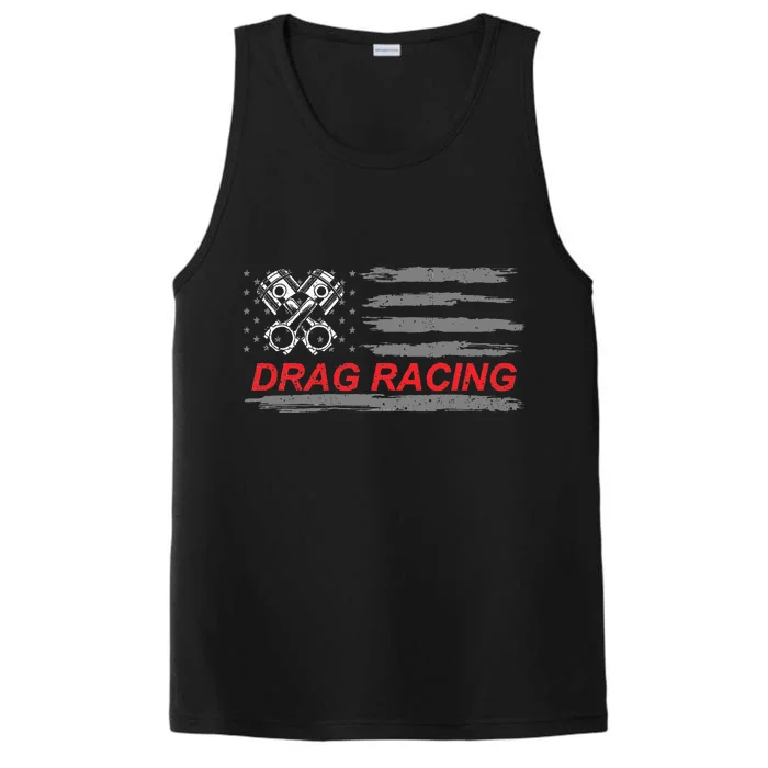 American Flag Drag Racing Car Lover Performance Tank