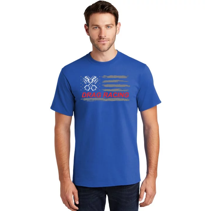 American Flag Drag Racing Car Lover Tall T-Shirt