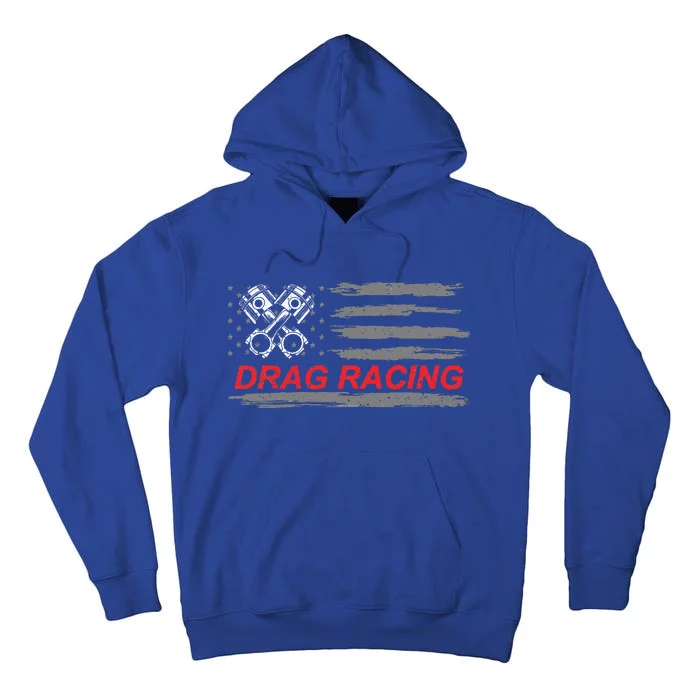 American Flag Drag Racing Car Lover Tall Hoodie