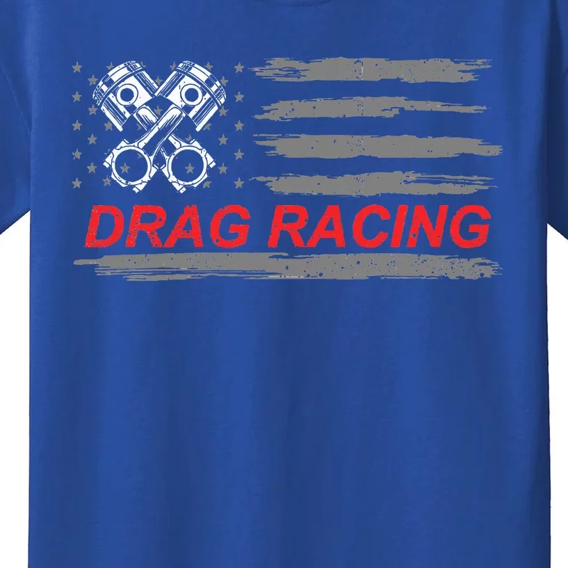 American Flag Drag Racing Car Lover Kids T-Shirt