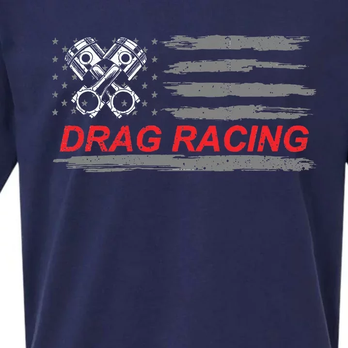 American Flag Drag Racing Car Lover Sueded Cloud Jersey T-Shirt