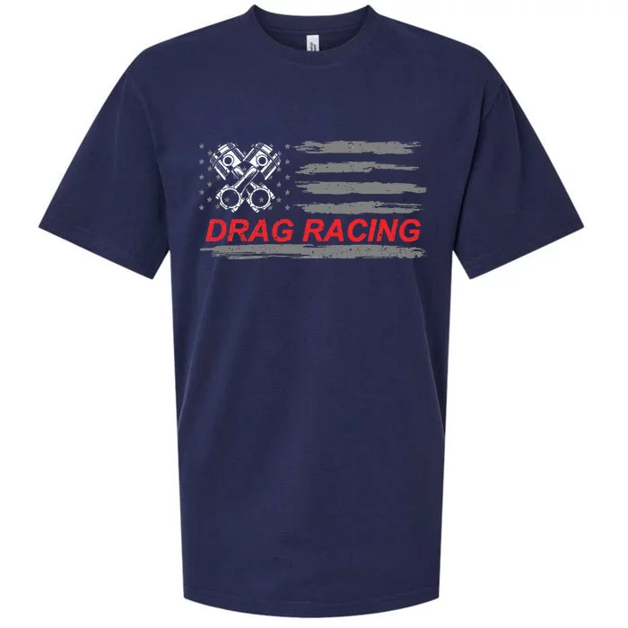 American Flag Drag Racing Car Lover Sueded Cloud Jersey T-Shirt