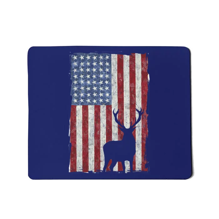 American Flag Deer Hunting Distressed USA Mousepad