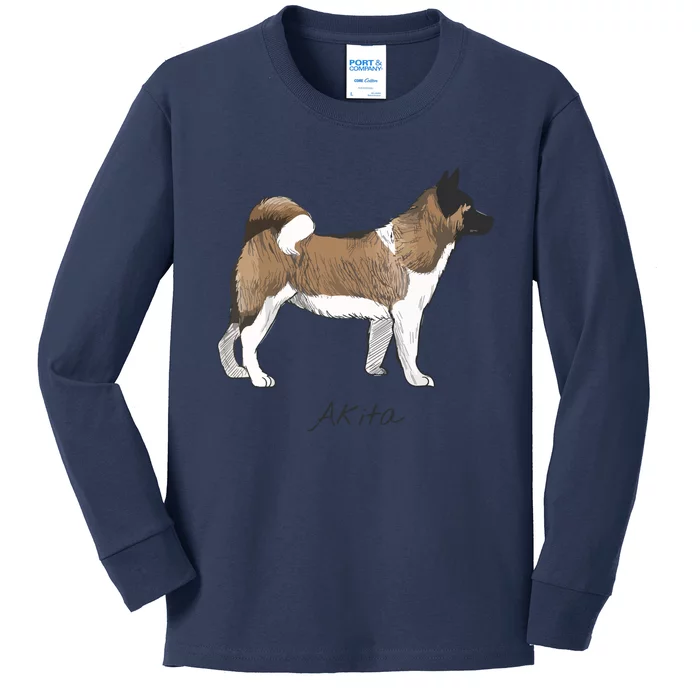 Akita Fun Doggy Kids Long Sleeve Shirt