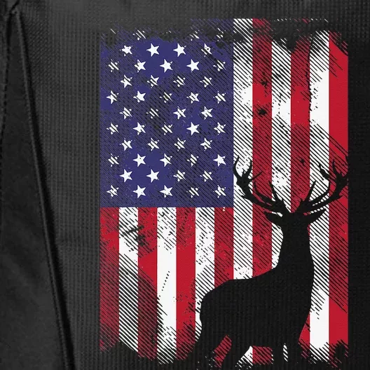 American Flag Deer Elk Hunting USA Patriotic Hunter Gift City Backpack