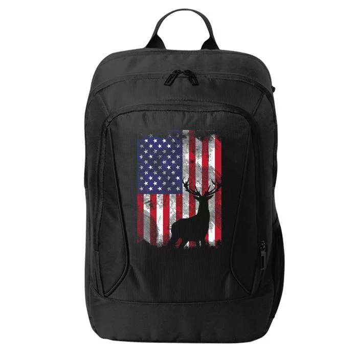 American Flag Deer Elk Hunting USA Patriotic Hunter Gift City Backpack