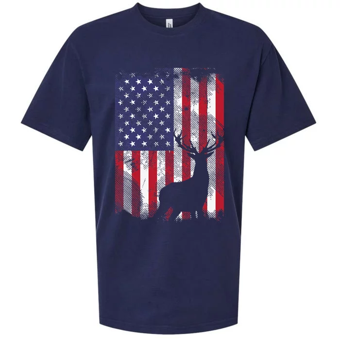 American Flag Deer Elk Hunting USA Patriotic Hunter Gift Sueded Cloud Jersey T-Shirt