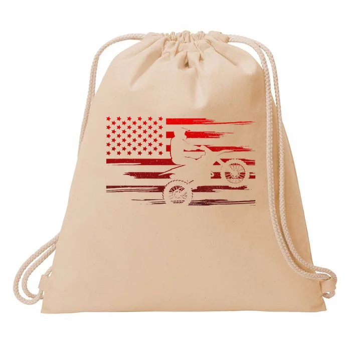 American Flag Dirt Bike Apparel Dirt Bike Motocross Drawstring Bag