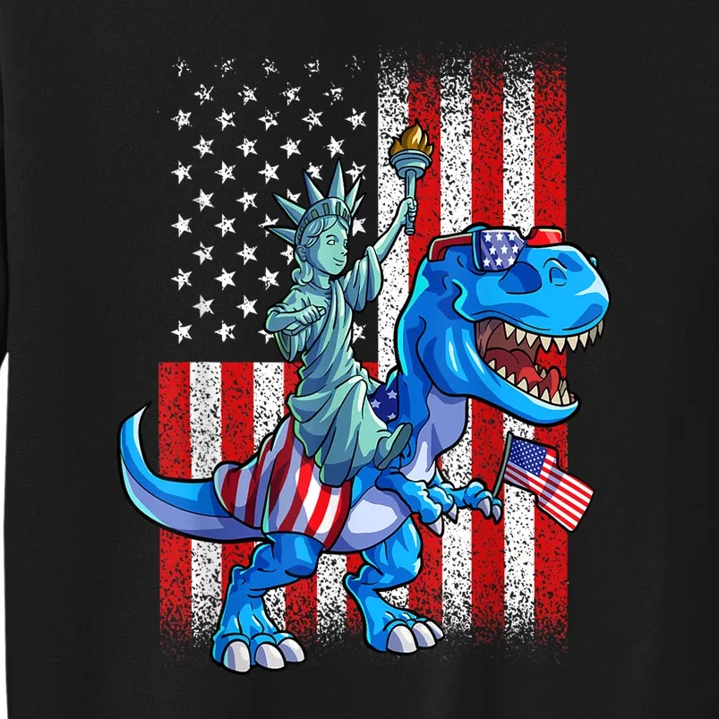 American Flag Dino Statue Of Liberty 4th Of July Gift Sweatshirt