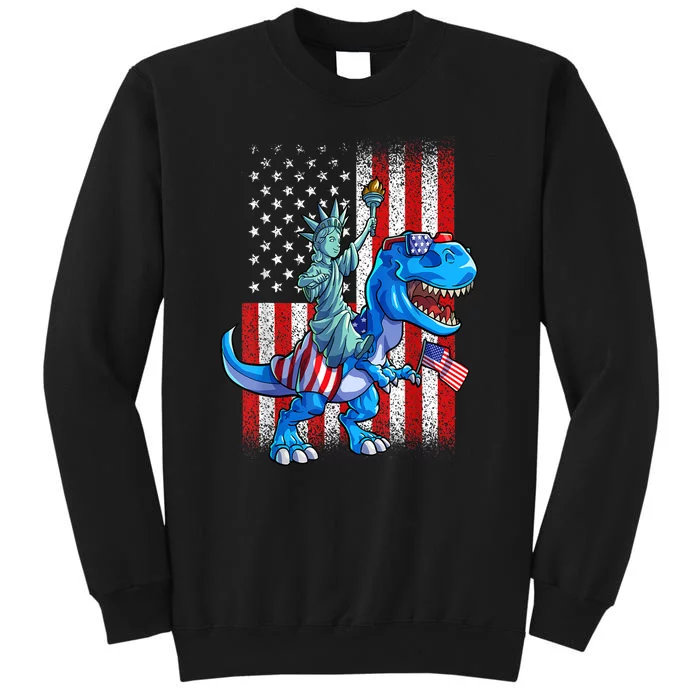 American Flag Dino Statue Of Liberty 4th Of July Gift Sweatshirt