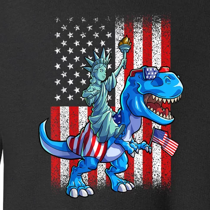 American Flag Dino Statue Of Liberty 4th Of July Gift Toddler Sweatshirt