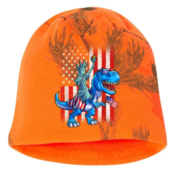 American Flag Dino Statue Of Liberty 4th Of July Gift Kati - Camo Knit Beanie