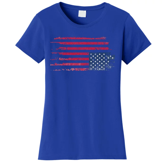 American Flag Distress Upside Down Patriotic Women's T-Shirt