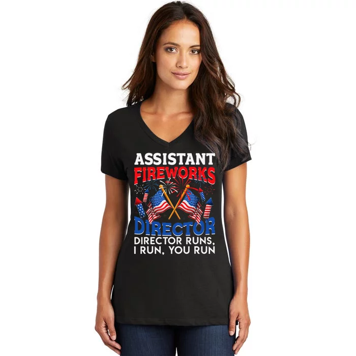 Assistant Fireworks Director USA Independence Day July 4th Women's V-Neck T-Shirt