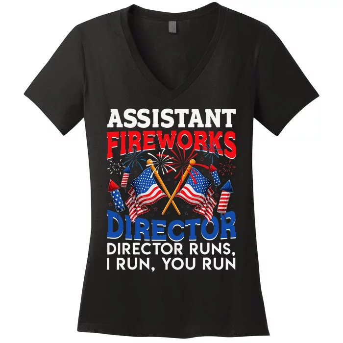 Assistant Fireworks Director USA Independence Day July 4th Women's V-Neck T-Shirt