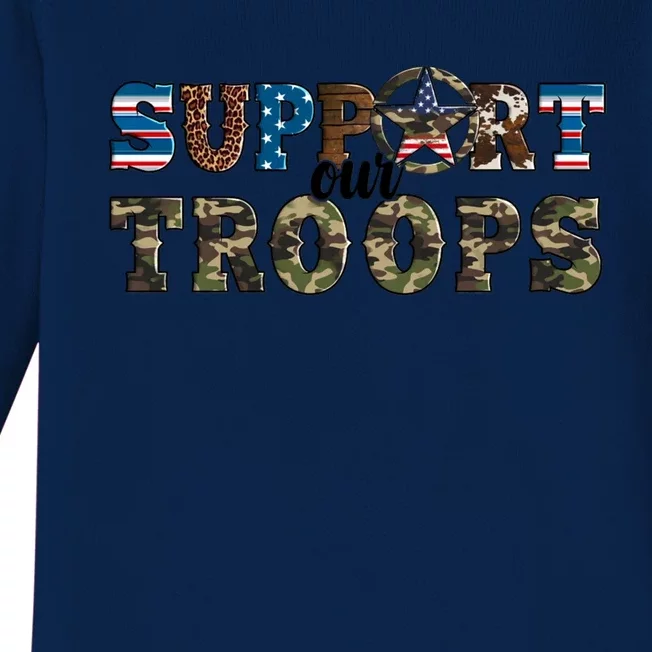 Armed Forces Day Support Our Troops Army Veteran Day Cute Gift Baby Long Sleeve Bodysuit