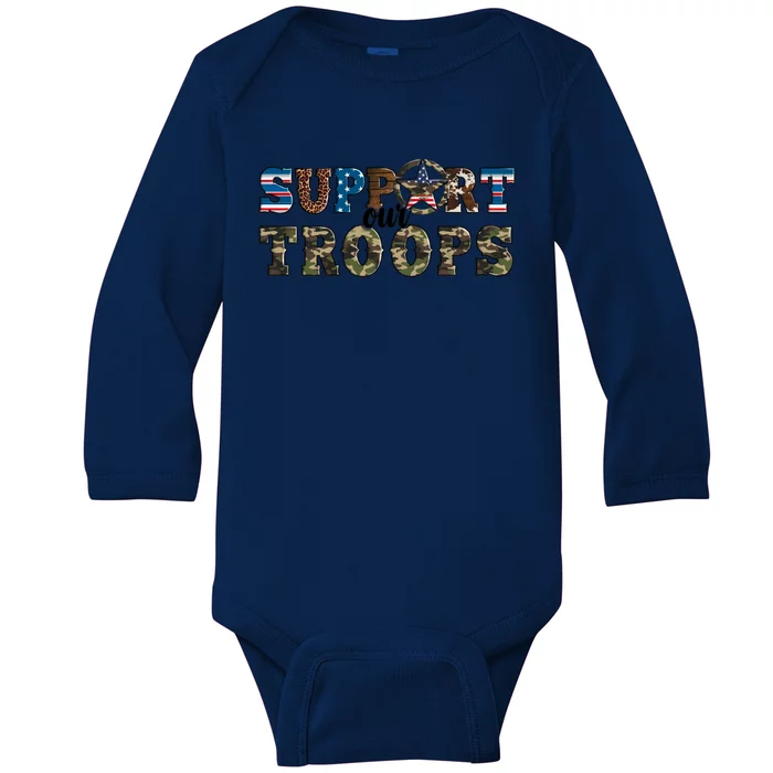 Armed Forces Day Support Our Troops Army Veteran Day Cute Gift Baby Long Sleeve Bodysuit