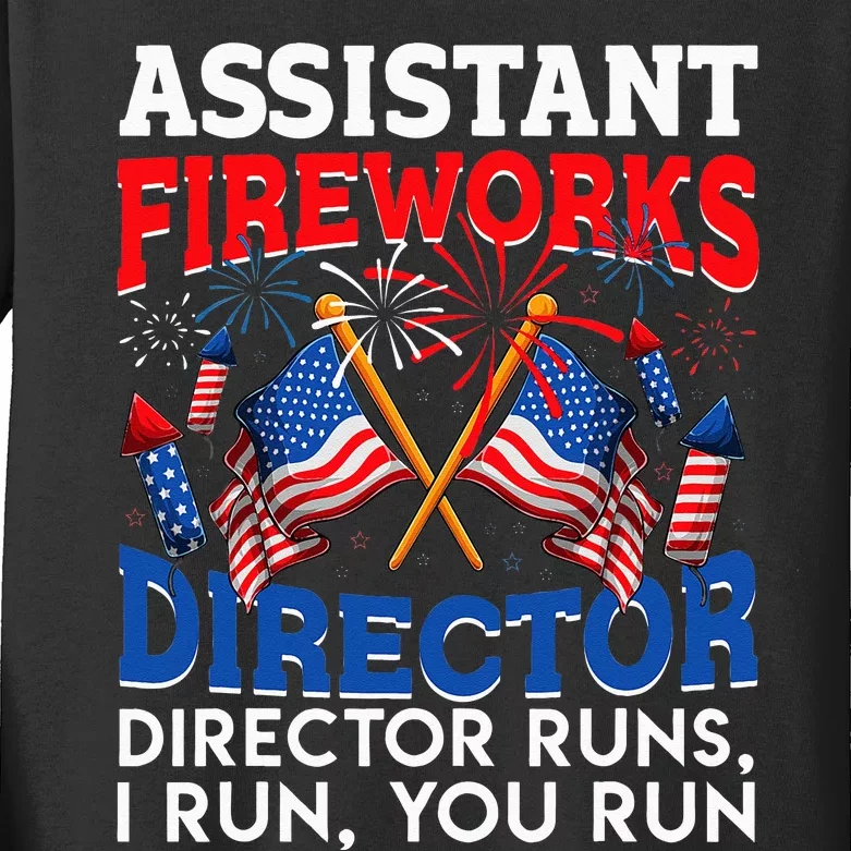 Assistant Fireworks Director USA Independence Day July 4th Kids Long Sleeve Shirt