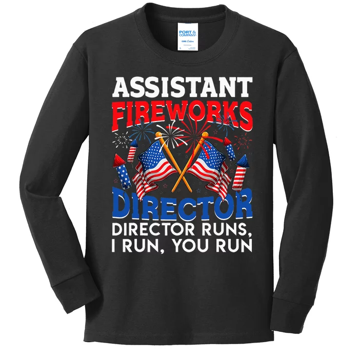 Assistant Fireworks Director USA Independence Day July 4th Kids Long Sleeve Shirt