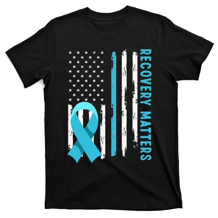 American Flag Drug Alcohol Addiction Recovery Awareness T-Shirt