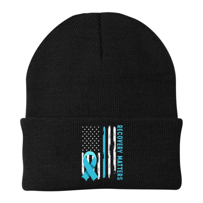 American Flag Drug Alcohol Addiction Recovery Awareness Knit Cap Winter Beanie