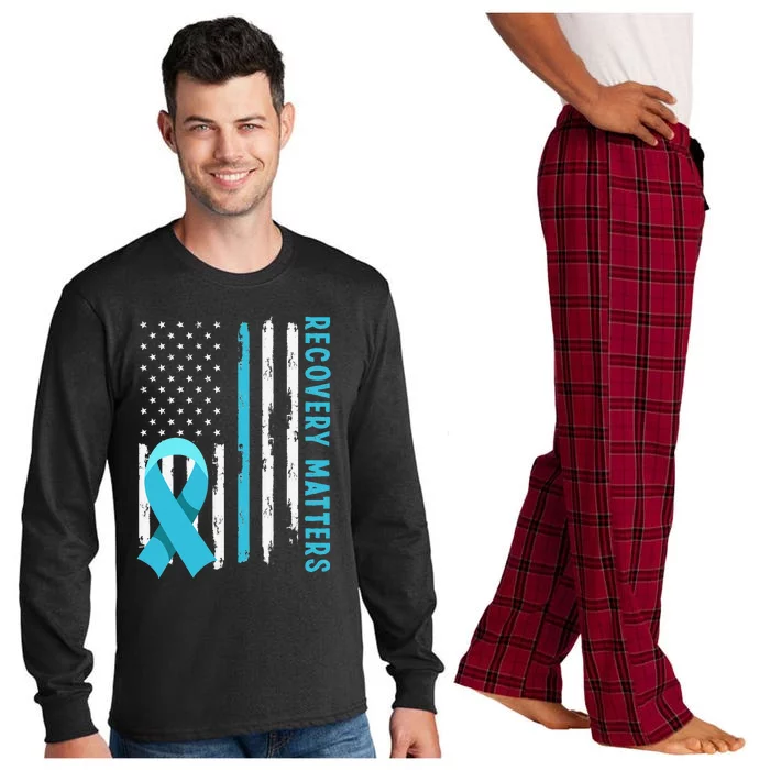 American Flag Drug Alcohol Addiction Recovery Awareness Long Sleeve Pajama Set